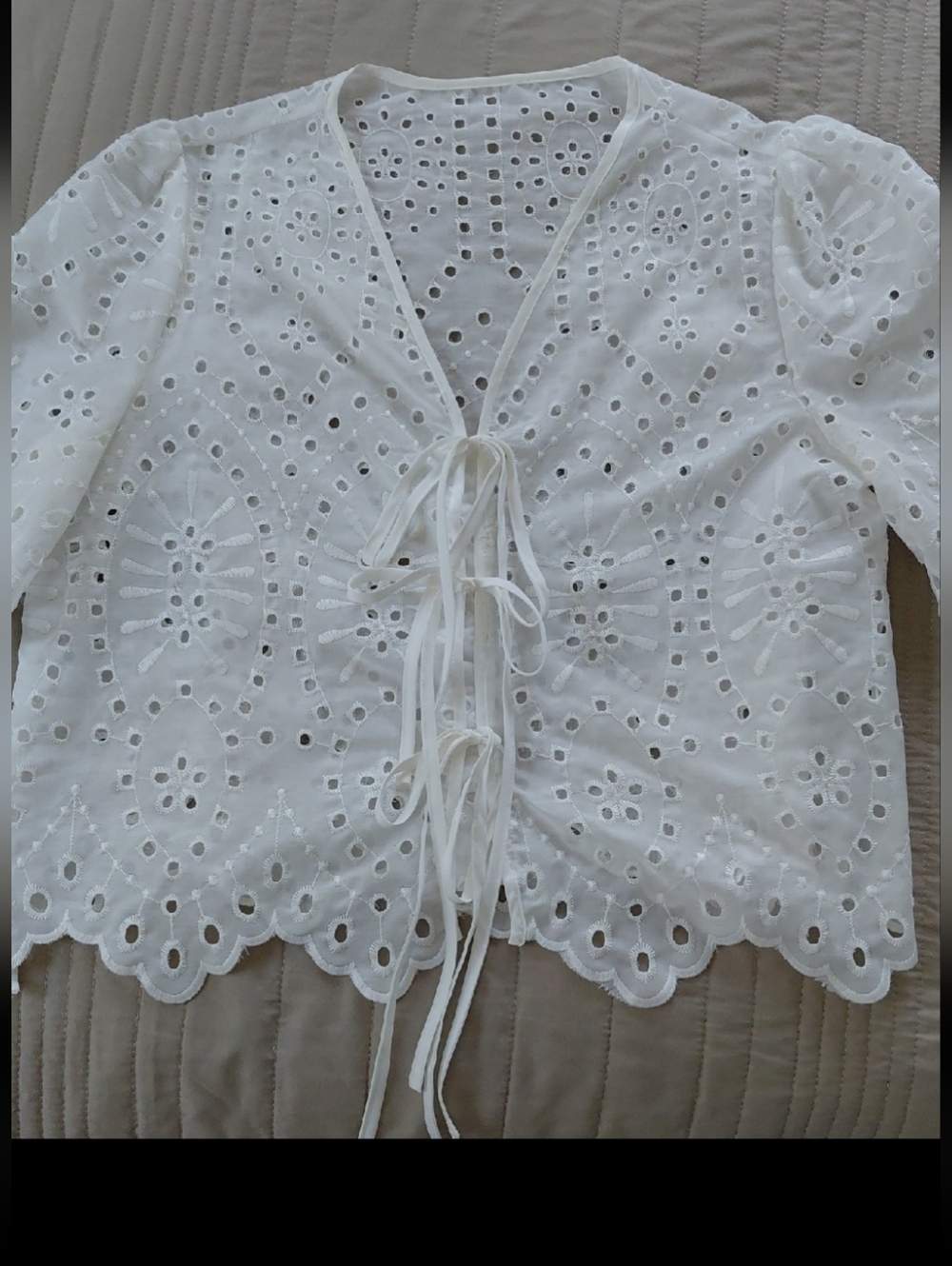 Shein White Eyelet Boho Blouse - Picture 3 of 8